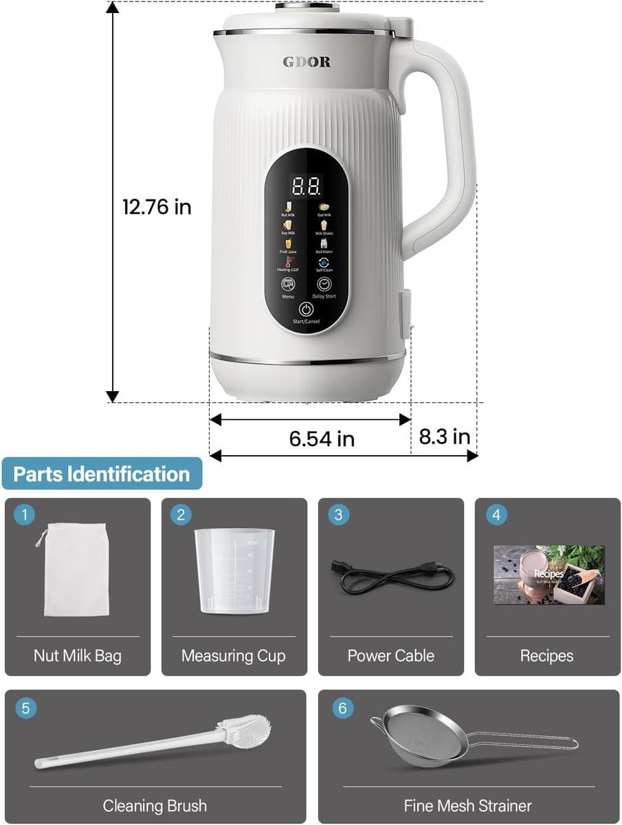 8-in-1 Multifunctional Automatic Nut Milk Machine&Coffee Maker, 32oz Auto Self-Cleaning, Delay Start, Keep Warm, Boil Water – Stainless Steel, Christmas gifts