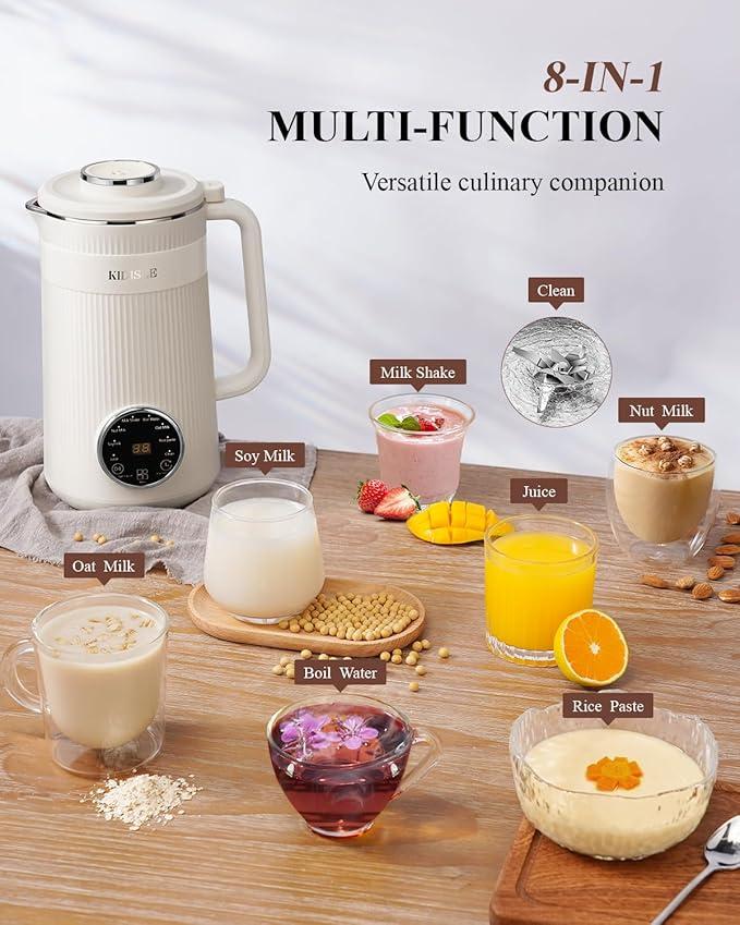 8-in-1 Multifunctional Automatic Nut Milk Machine&Coffee Maker, 32oz Auto Self-Cleaning, Delay Start, Keep Warm, Boil Water – Stainless Steel, Christmas gifts