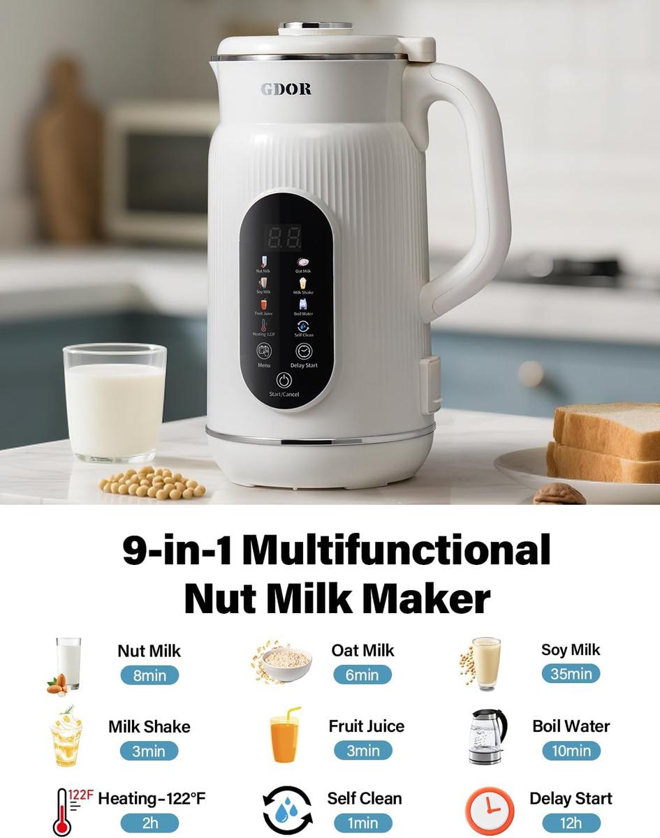 8-in-1 Multifunctional Automatic Nut Milk Machine&Coffee Maker, 32oz Auto Self-Cleaning, Delay Start, Keep Warm, Boil Water – Stainless Steel, Christmas gifts