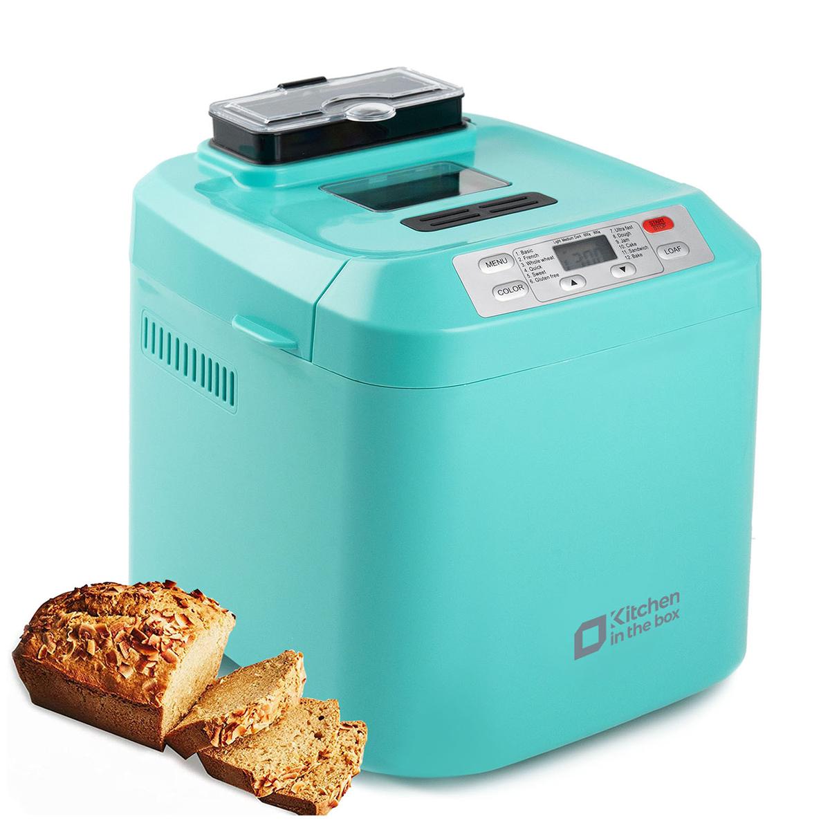 Automatic Bread Maker, Up to 2LB, 12-in-1 Bread Machine with Auto Fruit Nut Dispenser, 13 H Timer, 1 H Keep Warm, Gluten-Free, 3 Crust Colors